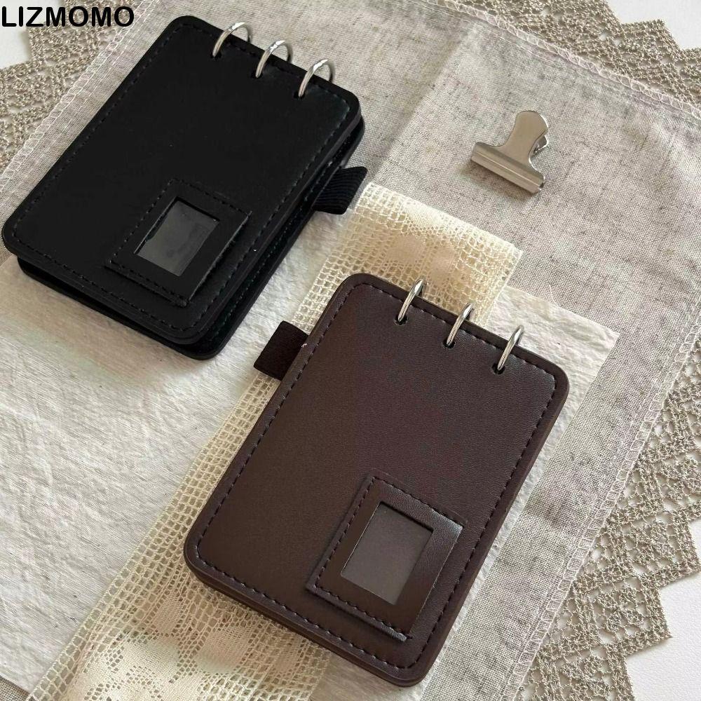 LIZMOMO 3 Lỗ Chất Kết Dính Bao Da 3 Lỗ Bao Da, Khe Cắm Ảnh Có Thể Tháo Rời Flip Binder Cover Ghi Hàn