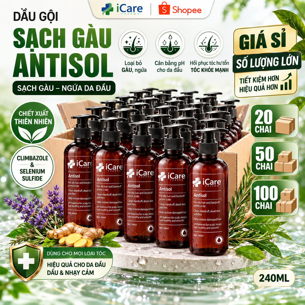 Dầu Gội Sạch Gàu Antisol Giá Sỉ | iCare Pharma Chính Hãng | Giá Sỉ Số Lượng Lớn duong nang bioplacen