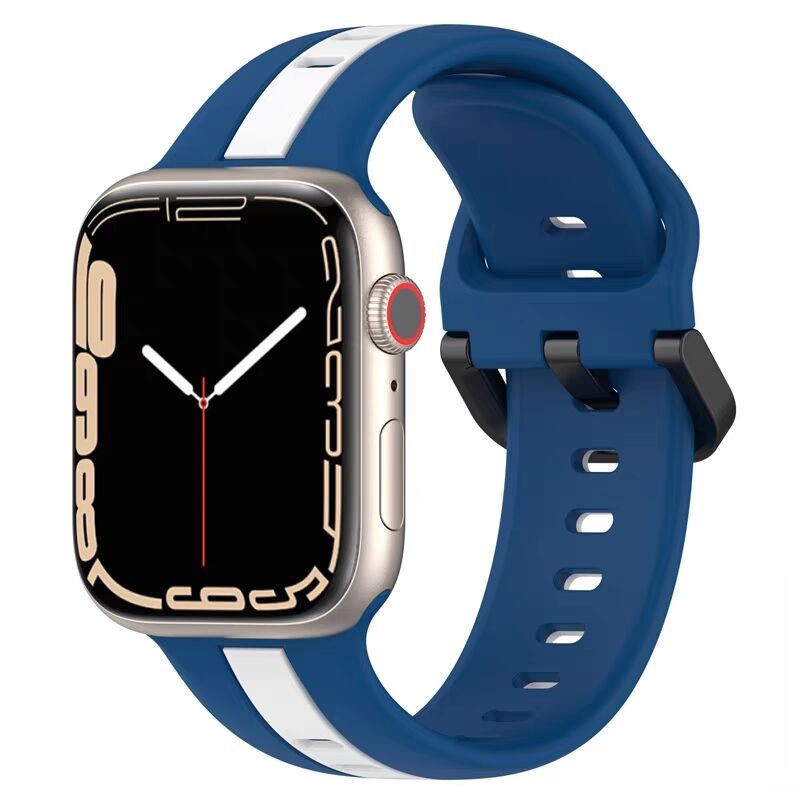Thích hợp cho Apple Watch8 Dây đeo silicon khóa hai màu Apple 7 / 6 / 5 / 4 Dây đeo cổ tay thế hệ 44