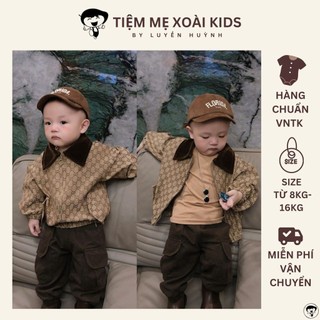 Aó khoác nâu chất jean cực sang cho bé trai từ 8kg đến 16kg