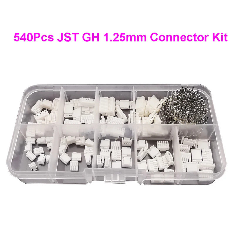 540 Chiếc JST GH1.25MM Đầu Nối Bộ Phích Cắm Crimp Terminal Kit 2 / 3 / 4 / 5 / 6 / 7 / 8 / 9 / 10 Pi