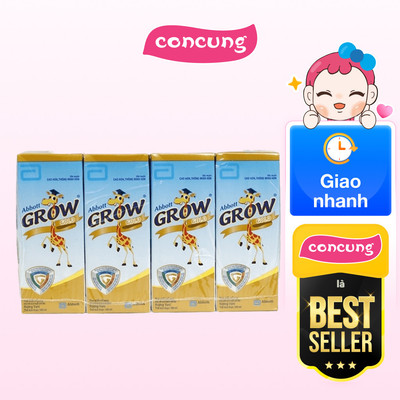 Thực phẩm bổ sung sữa tiệt trùng Abbott Grow Gold hương vani 180ml (Lốc 4 hộp) - Con Cưng