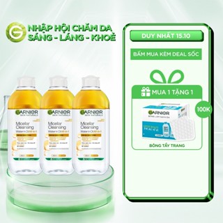 Bộ 3 nước làm sạch và tẩy trang cho da khô & trang điểm lâu trôi Garnier Micellar Water Oil-Infused 400mlX3
