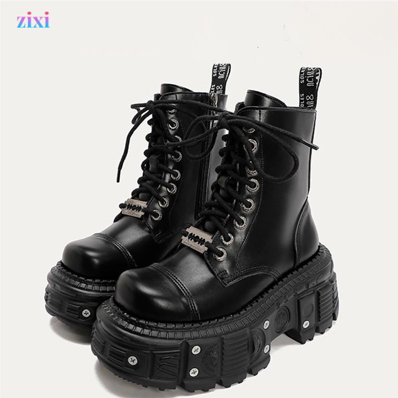 COS Giày Tăng Chiều Cao Kích Thước Lớn Martin Boots 36-42 Unisex Nền Tảng Đế Dày Giày Ngắn Tăng Chiều Cao Giày Xe Máy Cho Người Nhỏ