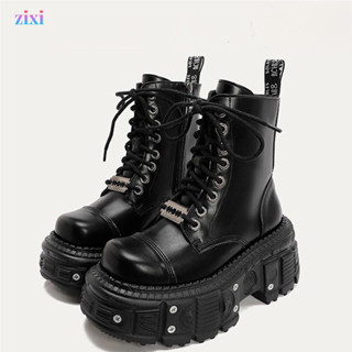 COS Giày Tăng Chiều Cao Kích Thước Lớn Martin Boots 36-42 Unisex Nền Tảng Đế Dày Giày Ngắn Tăng Chiều Cao Giày Xe Máy Cho Người Nhỏ