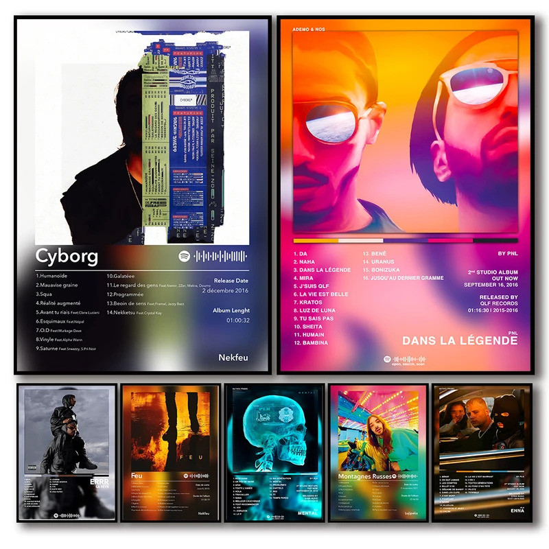 Pháp Rap Pop Album Nhạc Poster Thẩm Mỹ 2pac Pnl Plk ERRR Hip Hop Rock Poster Nghệ Thuật Treo Tường I