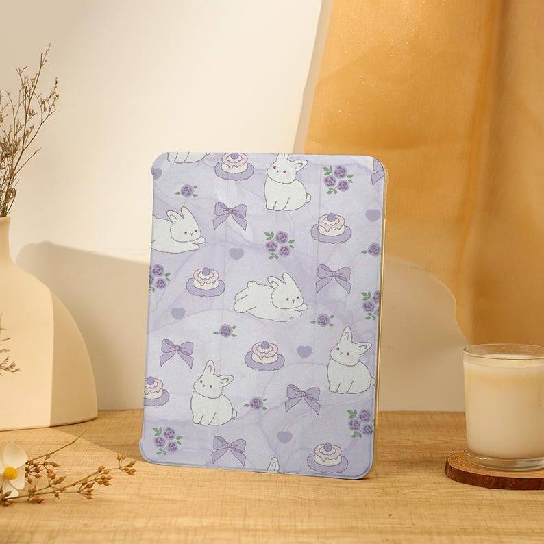 Ốp iPad Tím Thỏ, iPad Air Case Cho 13 "/ 11" iPad Pro 204,13 "iPad Air 6 Case, iPad mini 6 Case, 10.