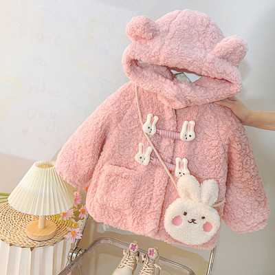 Áo Khoác Lông Thỏ Kèm Túi Thu Đông Cho Bé Gái 1-5 Tuổi MINTSCLOSET Quảng Châu - AK8588