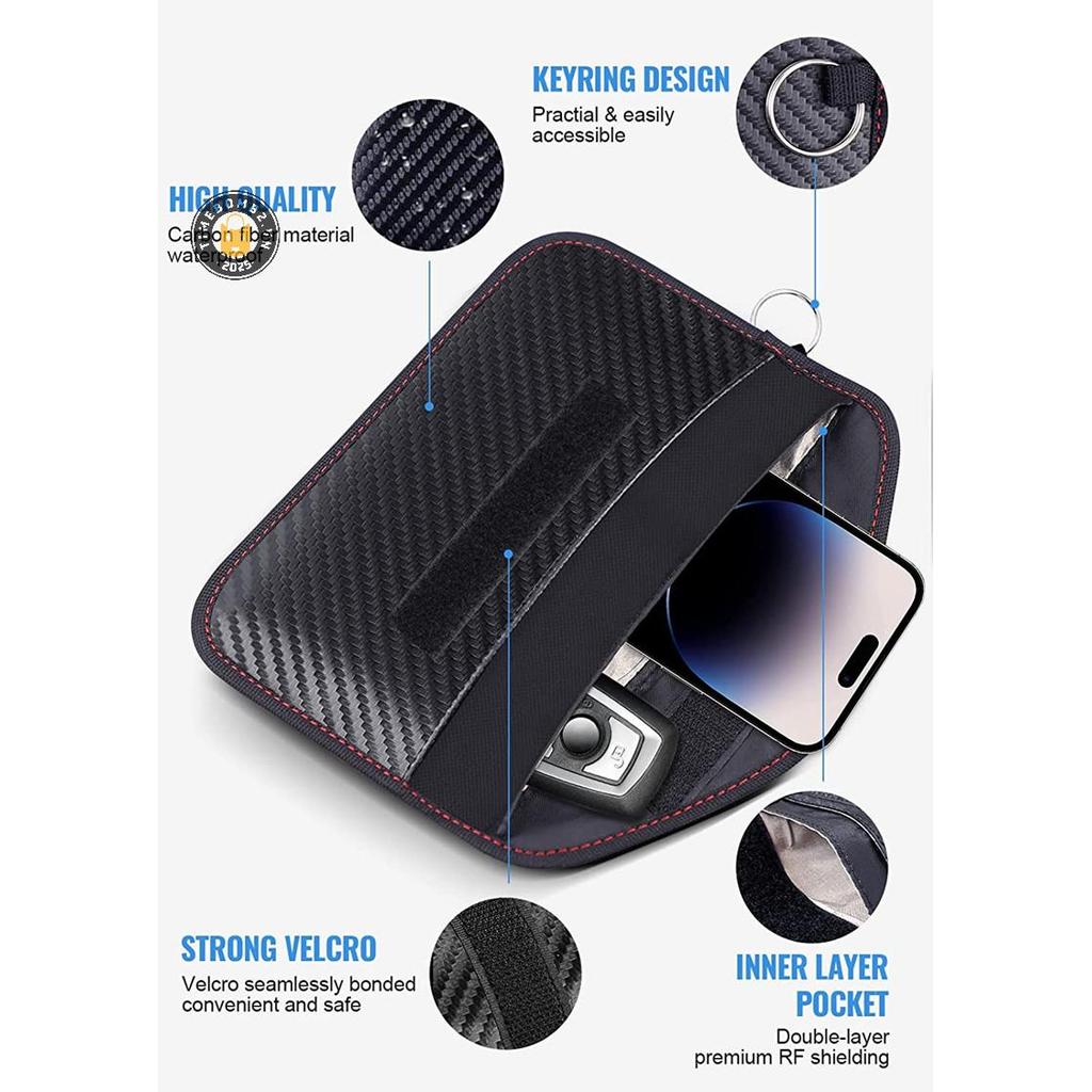 {TB & Bag} Vỏ chắn chặn tín hiệu chìa khóa ô tô Vỏ bảo vệ túi Faraday Vỏ chặn tín hiệu Túi khóa an t