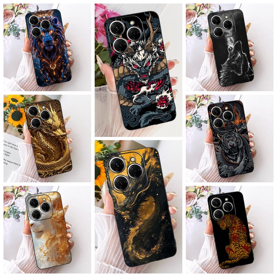 Dành Cho Tecno Spark 20 Pro Ốp Lưng KJ6 Thời Trang Thoáng Mát Rồng Sư Tử Động Vật TPU Mềm Silicon Mờ