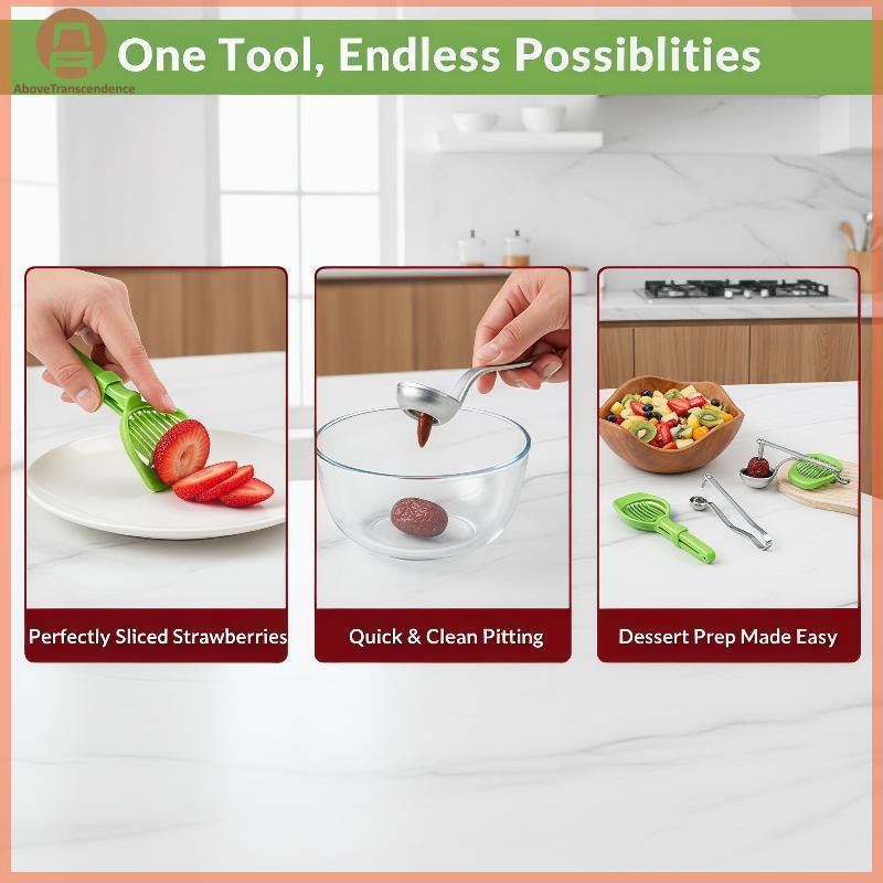ABOVE Bộ Pitter Và Máy Thái Bình Bằng Thép Không Gỉ ABOVE Cherry Pitter Có Tay Cầm Chống Trượt Dễ Dà