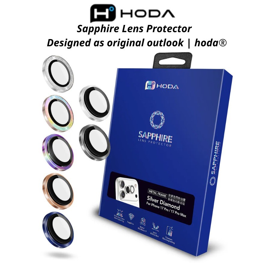 [Chính Hãng] Bộ Mắt Cường Lực Camera Hoda Sapphire Lens Protetor IP 15/16/17 Series - Viền Titanium 