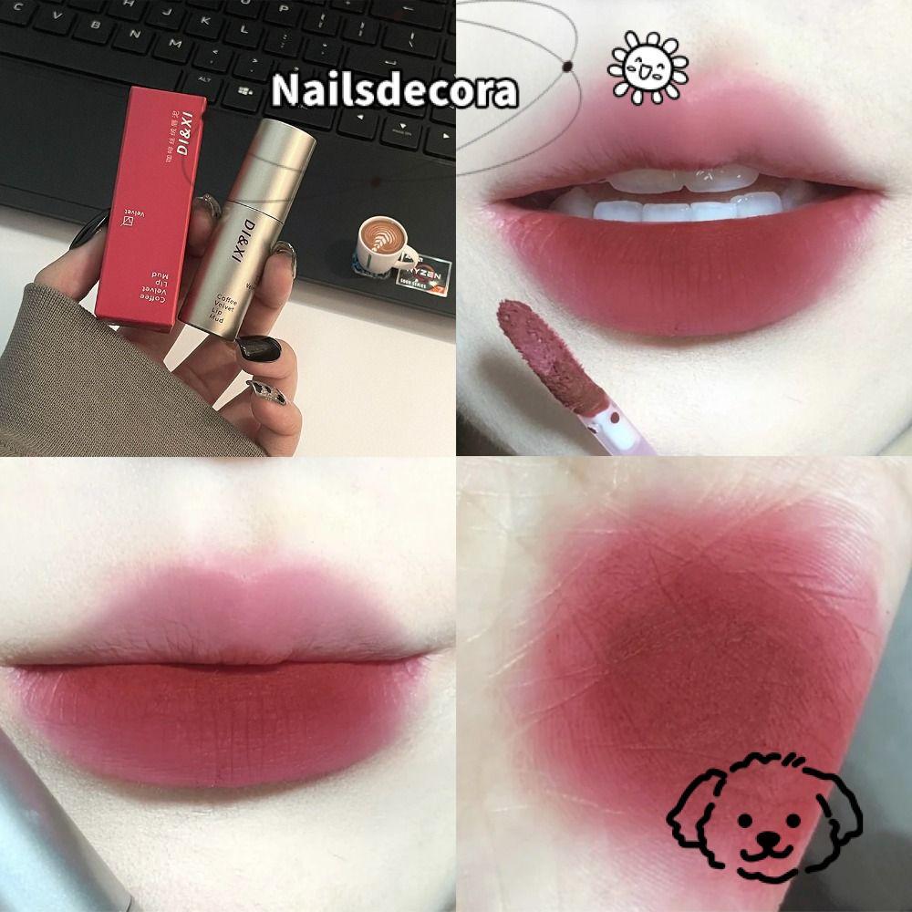 NAILS Son Bóng, Son Môi Nhung Lâu Dài, Mỹ Phẩm Nâu Đậm Matte Chống Thấm Nước Son Tint Nữ