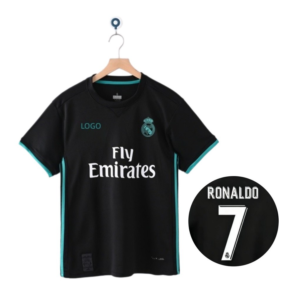 Tùy chỉnh áo bóng đá sân khách Real Madrid phiên bản retro 2017 / 18 # 7 Ronaldo