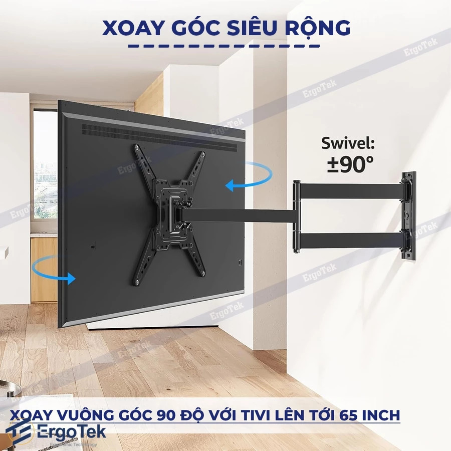 ErgoTek E86 20 - 65 Inch - Giá Treo Tivi Xoay Vuông Góc 90 Độ Tivi Lên Tới 65 Inch