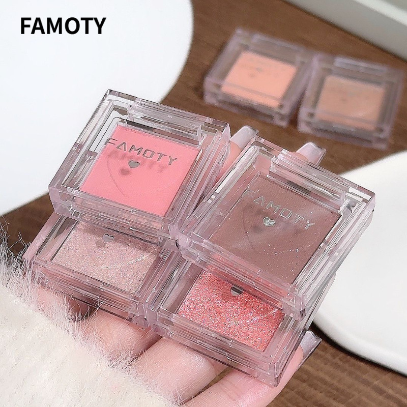 FAMOTY Phấn mắt dạng bột một màu loại lì tông hồng độ bão hòa thấp
