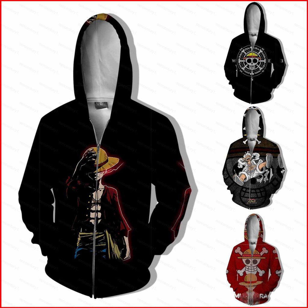 GC1 ONE PIECE Áo Khoác Luffy Gear Cosplay Unisex Top Dài Tay Dây Kéo Áo Khoác Thời Trang Anime Casua