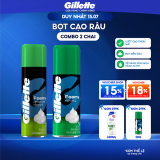 [LIVE] Combo 2 Bọt Cạo Râu GILLETTE Hương Chanh Và Hương Bạc Hà - Chai 175G
