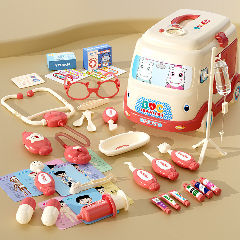 Little Doctor Role Play Children's Toy Set with Simulated Syringe, Stethoscope, and Medical Kit for 