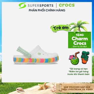 Giày Clog Trẻ Em Crocs Crocband Chevron Band - Trắng - 213839-94S ADS08 LS300