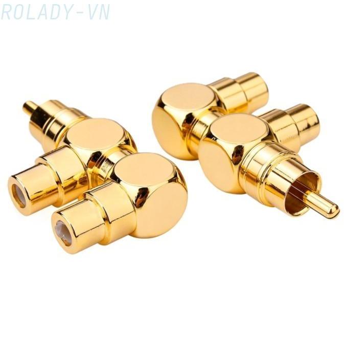 #ROYALLADY#Pure Copper Gold Plated FOR rca Audio Video Y Splitter Connector for Home