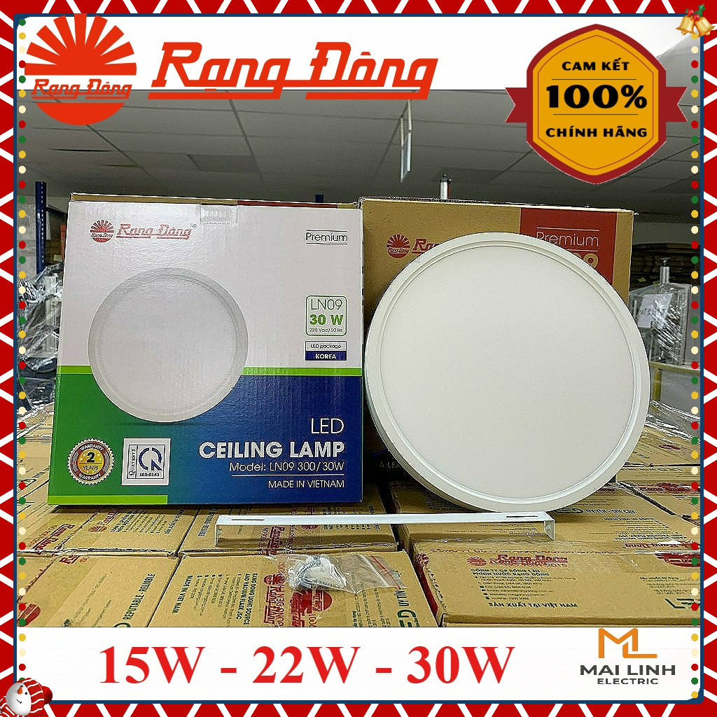Đèn Led Downlight ốp nổi trần Tròn (Đế Nhôm) Rạng Đông 15W-22W-30W (Đế Nhôm) - Tản Nhiệt - Siêu sáng