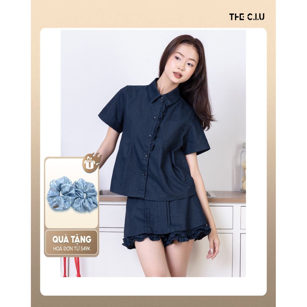 Set denim nữ THE C.I.U, áo sơ mi tay ngắn phối quần giả váy – Kaia Shirt & Kaia Skirt | BigBuy360 - bigbuy360.vn
