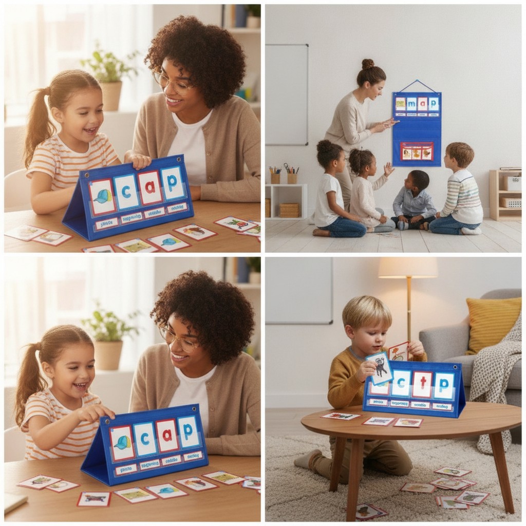Word Building Desktop Pocket Chart Di động Word Building Board Trò chơi học tập Đồ chơi lưu trữ dễ d