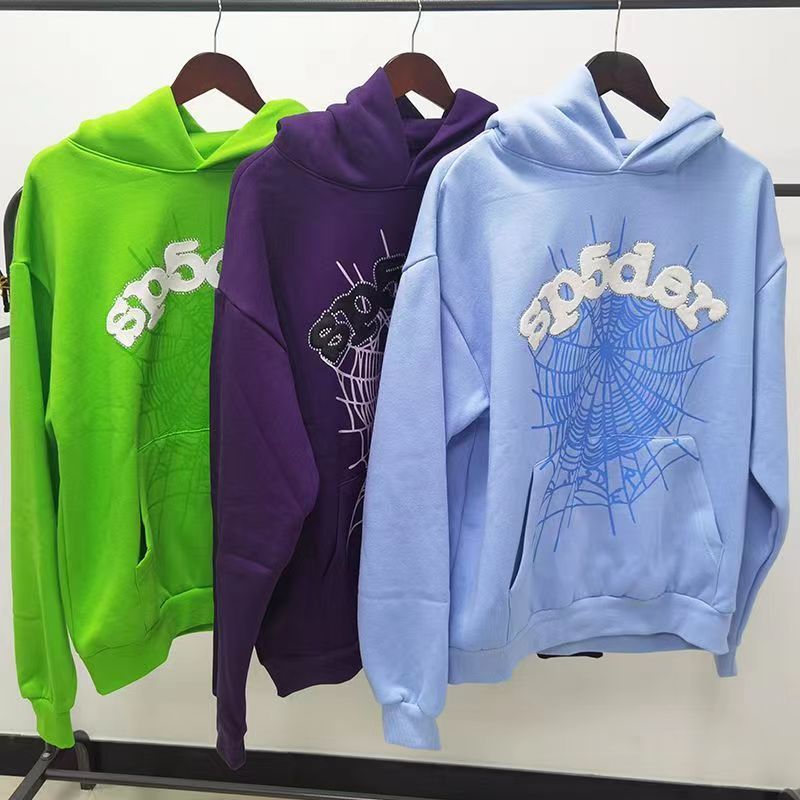 2026 Phong Cách Mới Sp5der Đường Phố Web Hip-Hop Nhện In Hình Áo Hoodie Áo