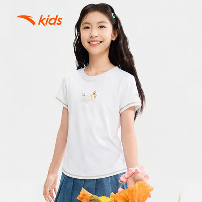 Anta Kids Áo Thun Ngắn Tay Bé Gái Từ 10-14 Tuổi Áo phông trẻ em Thời Trang Thoáng Mát 3626B6104
