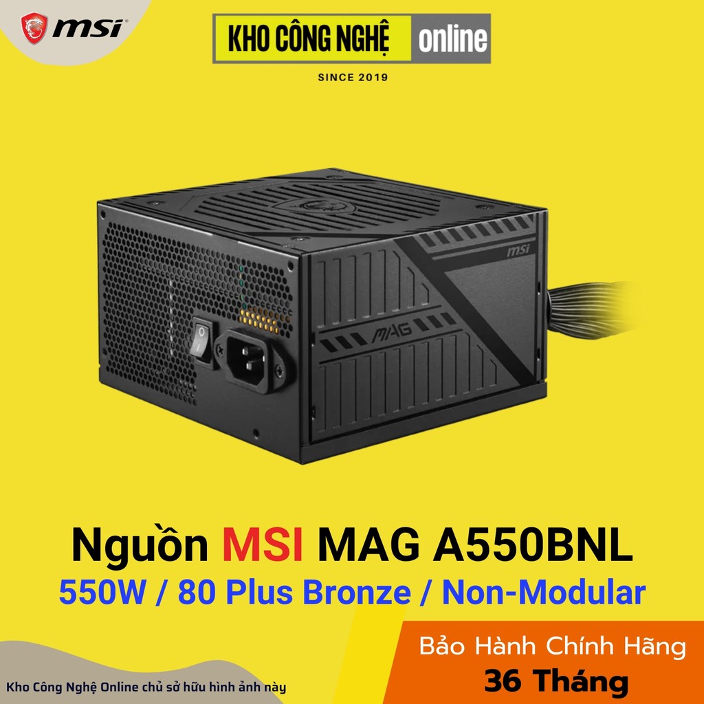 Nguồn Máy Tính MSI MAG A550BNL - 550W, 80 Plus Bronze (Hàng Chính Hãng)