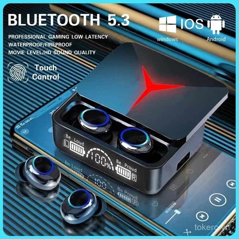 Tai nghe chơi game BluetoothTWS Tai nghe không dây trong tai nghe hiển thị LED 9D HIFI Bass có Mic