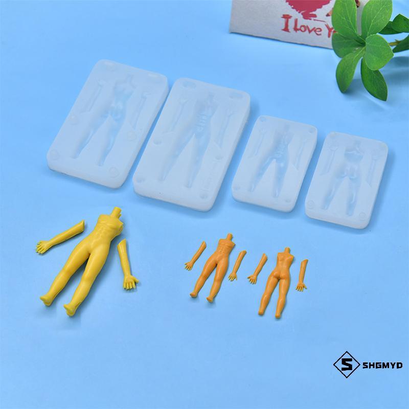 SHGD > 1 Bộ Đất Sét Polymer Nam Búp Bê Cơ Thể Torso Khuôn Silicon Fondant / Nhựa Đất Sét DIY Búp Bê 