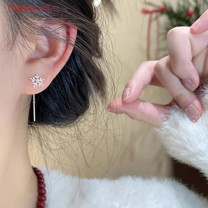 < LGVN > Dây chuyền bông tuyết thanh lịch đơn giản sel Bông tai dangle Hàn Quốc Bông tai dangle Trang sức mùa đông Phụ kiện Giáng sinh Quà tặng.