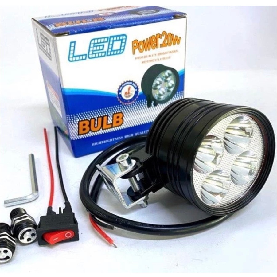 Đèn trợ sáng L4 Ngắn 2 chế độ Sáng full phụ kiện tặng kèm pát gắn tất cả loại xe máy xe điện