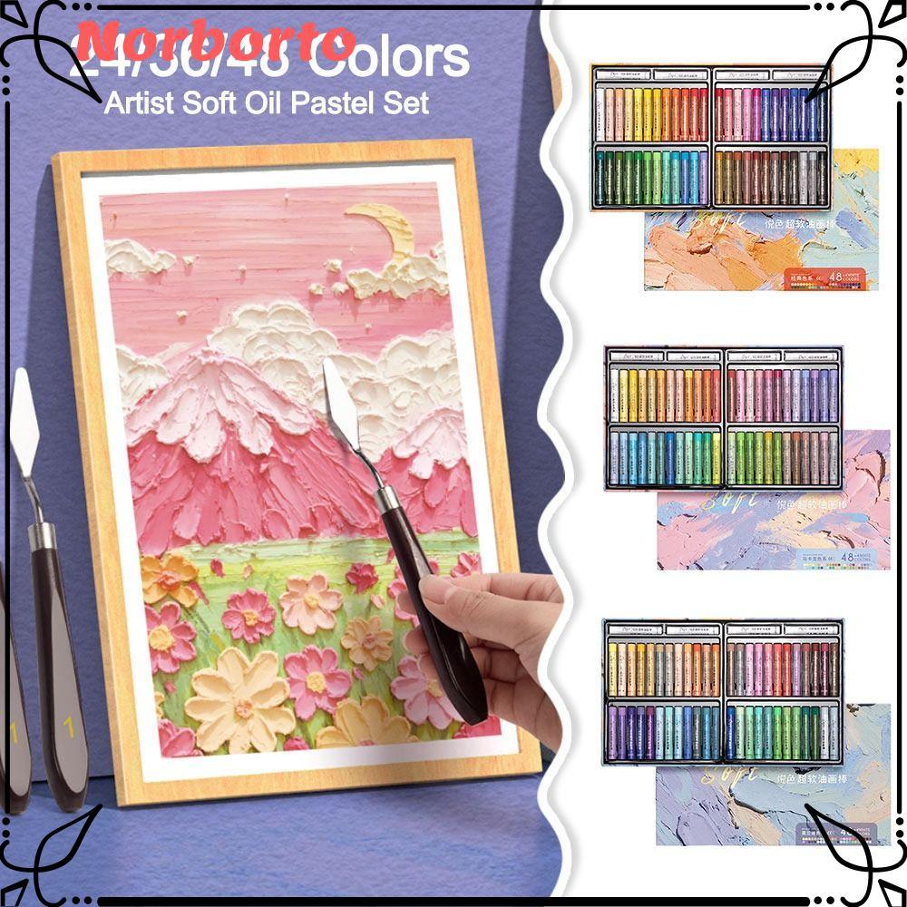 Bút chì vẽ tranh NORBORTO, Bộ Pastel dầu mềm nghệ sĩ an toàn chuyên nghiệp, Quà tặng 24 / 36 / 48 mà