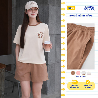 Bộ đồ nữ YODY set quần short áo thun cotton thoáng mát, trẻ trung WCST26S016