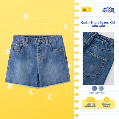Quần Short Jeans Kid Yody Xỏa Gấu TRA GCJS26S001