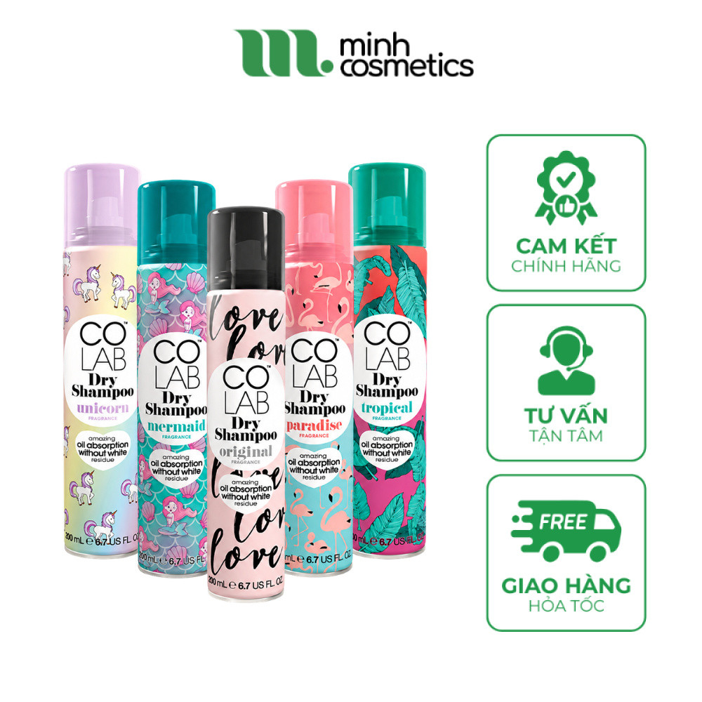 Dầu Gội Khô Colab Dry Shampoo 200mL - Tóc Sạch Bồng Bềnh Sau 5 Giây