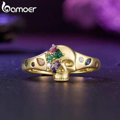 Bamoer Mở Nhẫn Có Thể Điều Chỉnh Kích Thước Đầu Lâu Nhánh Trang Sức Thời Trang Quà Tặng Cho Nữ