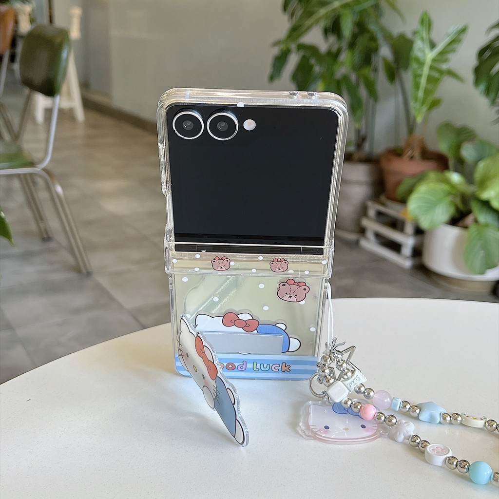 Ốp điện thoại thẩm mỹ cho Samsung Galaxy Z Flip 8 Flip8 5G Vỏ bản lề PC cứng có giá đỡ 3D Crayon Shi