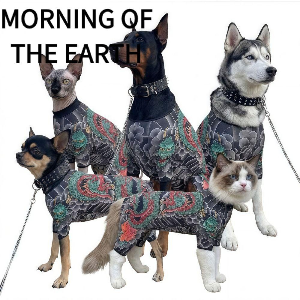MORNING OF THE Pet Tattoo Jacket, Áo Vest xăm hình mèo giống như thật ngộ nghĩnh, sáng tạo Quần áo t