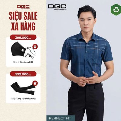 Sơ mi ngắn tay DGC Dáng ôm Perfect fit, vạt bằng với thiết kế hiện đại - SASNBF02M