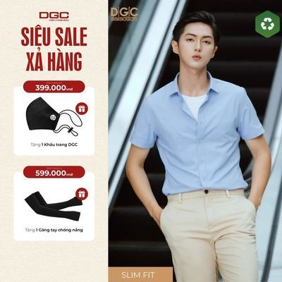 Sơ mi nam ngắn tay DGC Dáng ôm Slim Fit, thiết kế hiện đại cùng chất liệu cao cấp - SASNBC72M