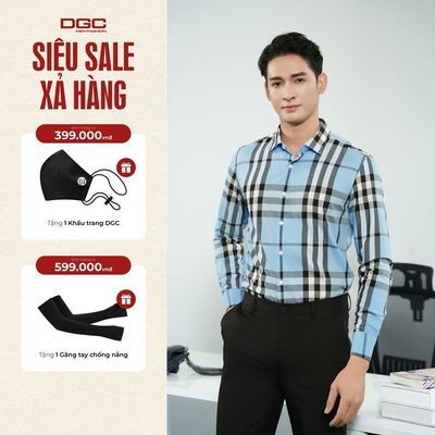 Áo Sơ Mi Nam Dài Tay DGC Dáng Ôm Slim Fit, Vải Dệt Từ Sợi Tre Kháng Khuẩn, Thấm Hút Mồ Hôi-SASDBC23M