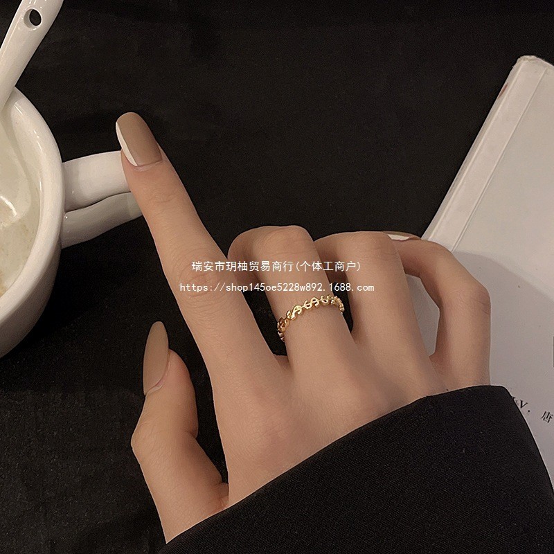 8.13-Vegetarian Ring Index Finger Niche Symbol Ring Openable Thiết kế thời trang Nhẫn đơn giản Độc đ