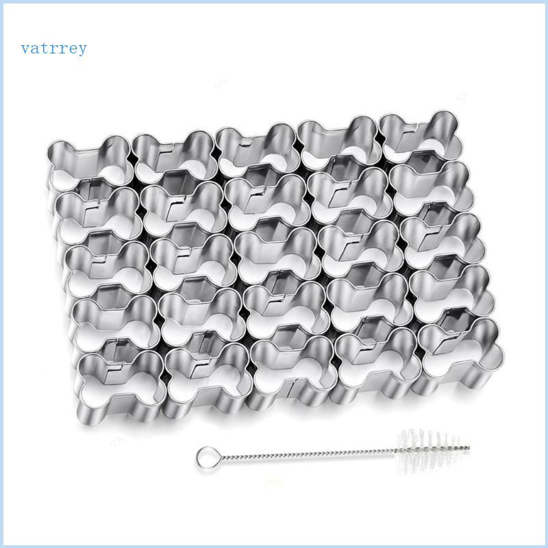 VA Family Baking Bone Press Set 430 Metal Dough Tool với dòng hoa văn bên trong tròn Pet Treat Makin