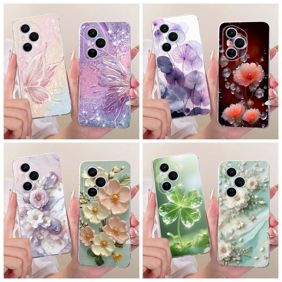Dành Cho Honor 400 Ốp điện thoại DNY-NX9 Mới Phong Cách Bướm Hoa Silicon Mềm Trong Suốt TPU Ốp điện 