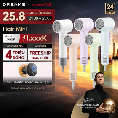 Dreame Hair Mini AHG11A Máy sấy tóc ion âm | siêu nhỏ gọn 270g | động cơ tốc độ cao | BH 24 tháng