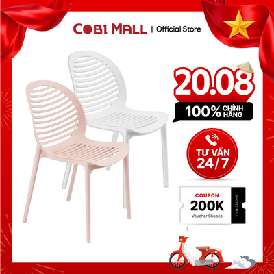 Ghế Nhựa Ngoài Trời Có Tựa Lưng Chịu Lực Tốt, Màu Trắng/Hồng – Cobi Home